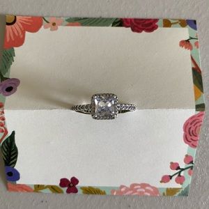 Silver solitaire ring, size 8